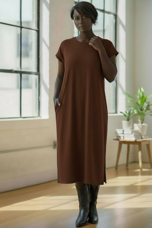 Les Comfy Dress Plus-Brown