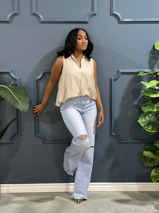 New Spring Sleeveless Top-Khaki