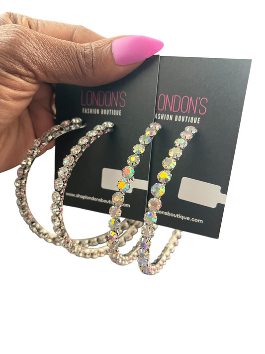 Bold Stone Hoop Earrings (2 colors)