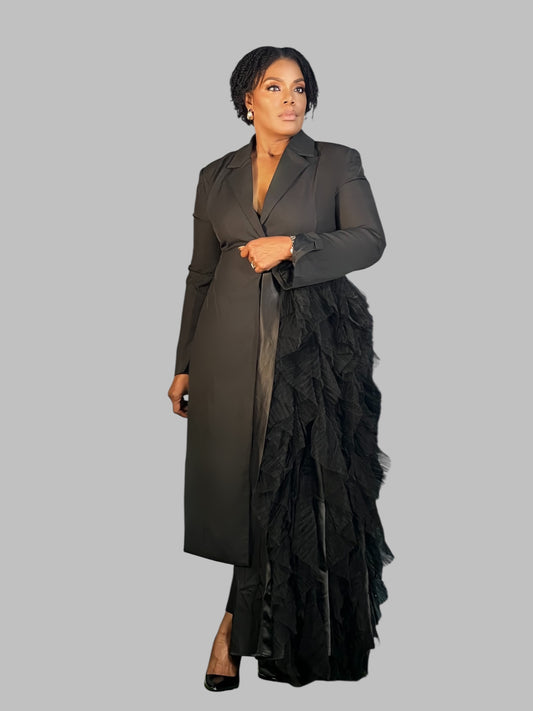 The Dramatic Black Maxi Blazer