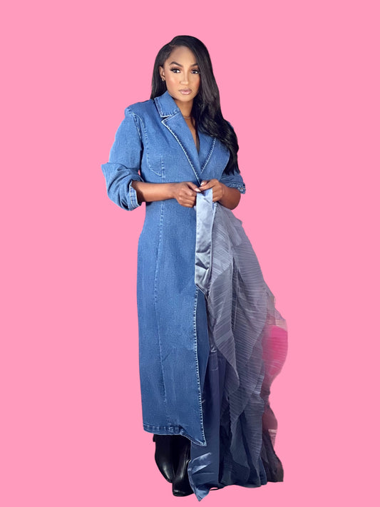 The Dramatic Denim Maxi Blazer
