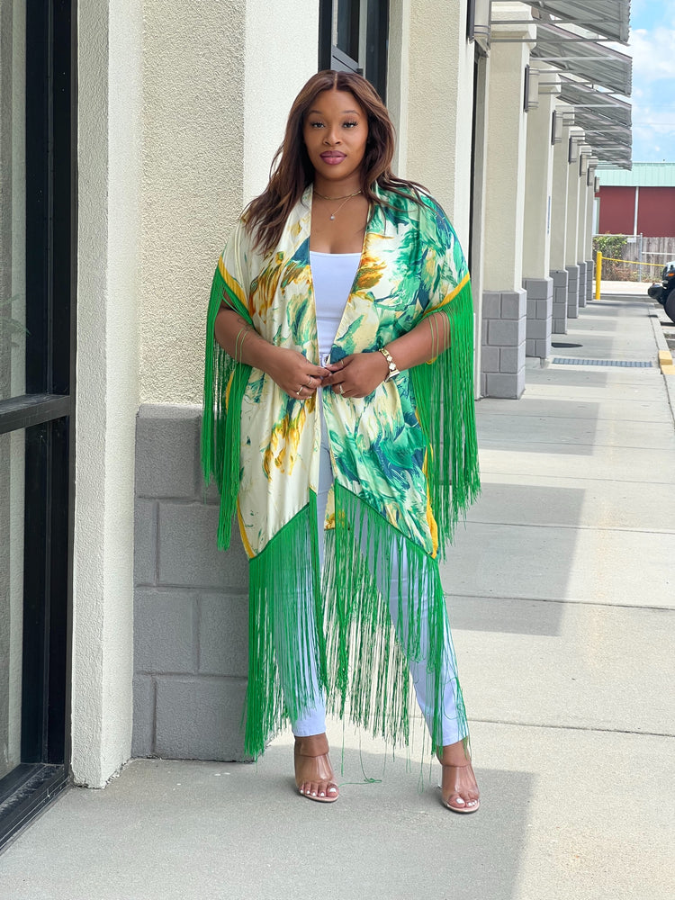 Green Floral Kimono