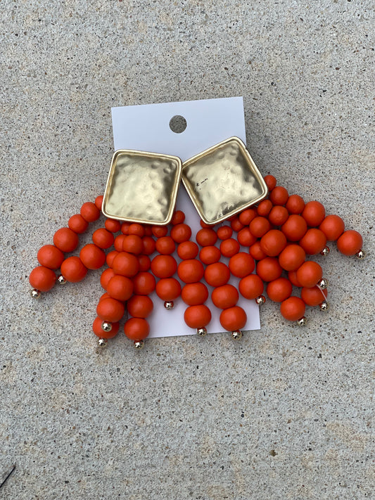 Orange Beaded Earrings Alc