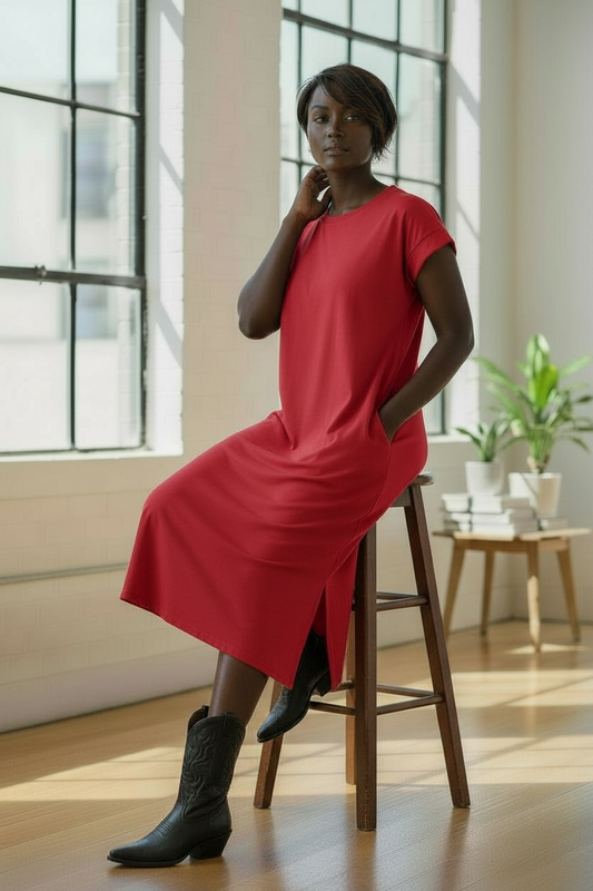 Les Comfy Dress Plus-Red
