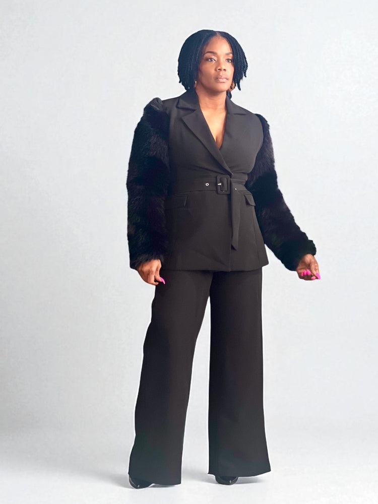 Black Sophisticated Boss Lady Suit Set
