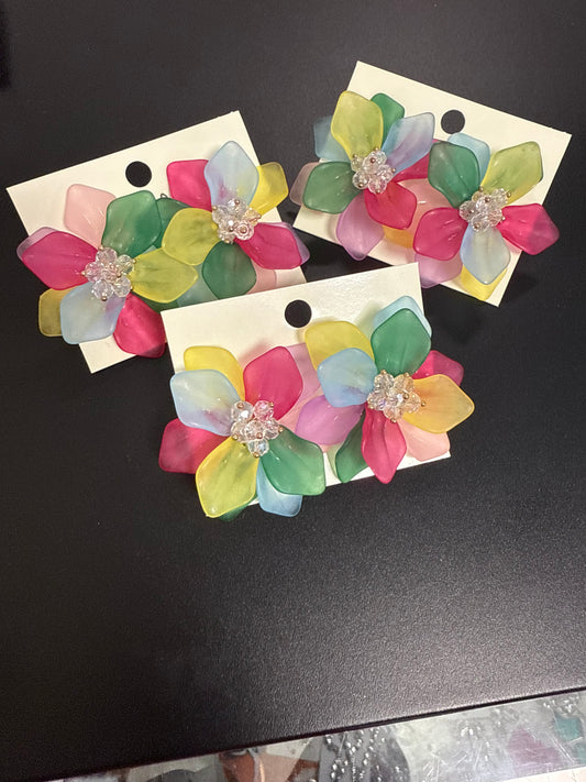 Multi Flower Stud Earrings Alc