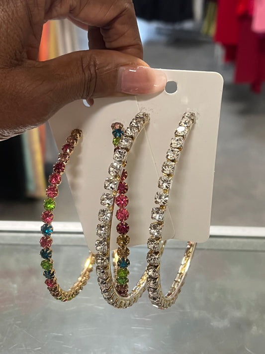 Large Stone Hoop Earrings (2 colors)