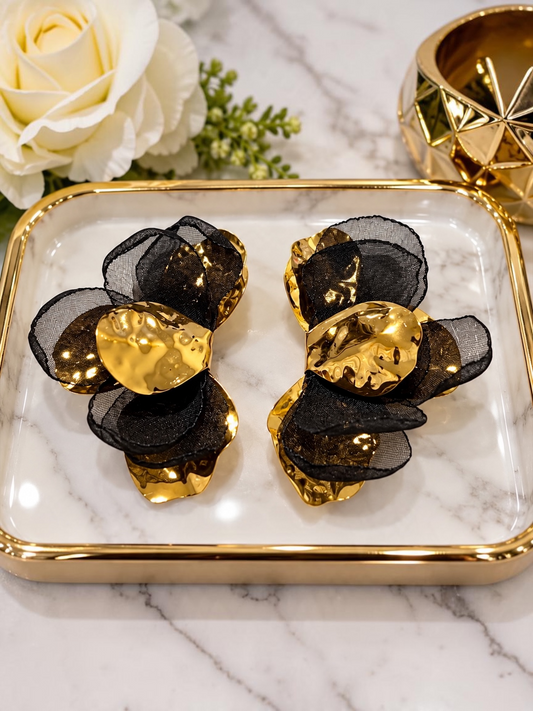 Black Bloom Earrings Alc
