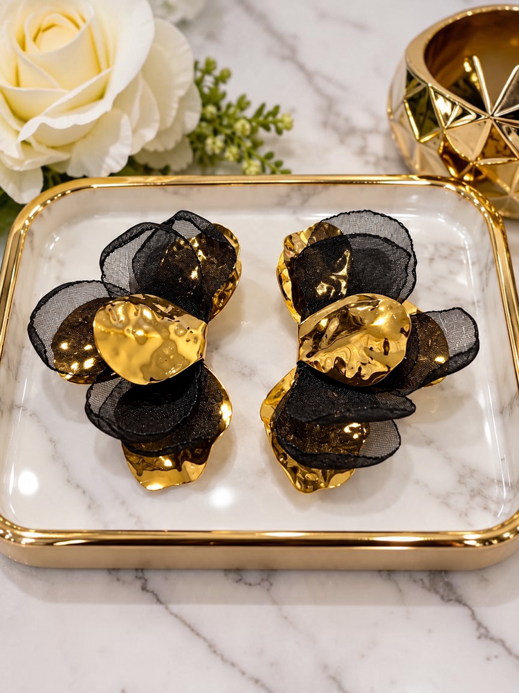 Black Bloom Earrings Alc