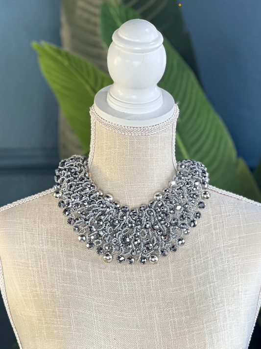 New Silver Bib Necklace