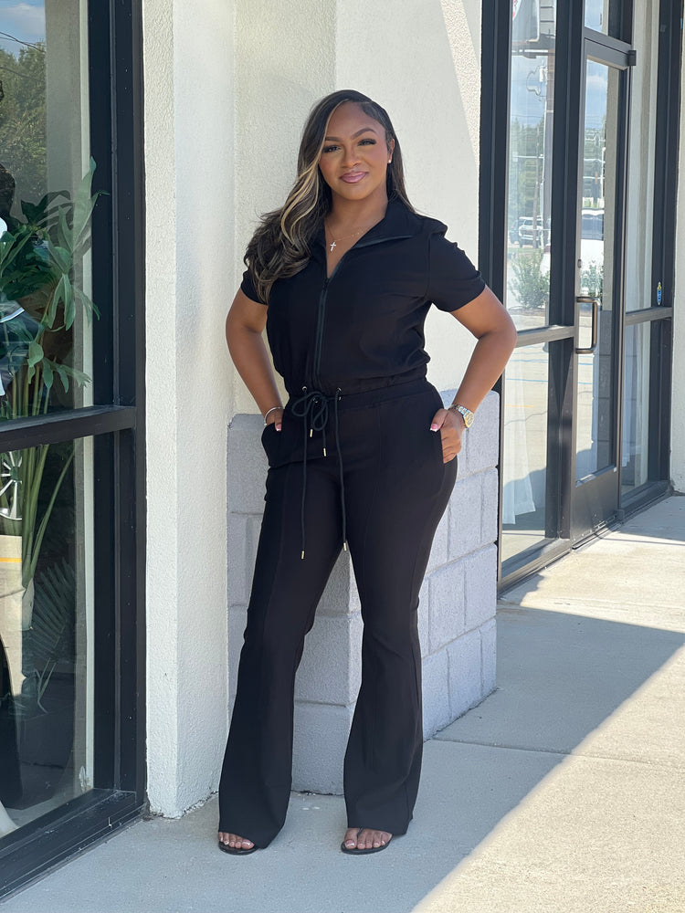 Short Sleeve Track Set-Black