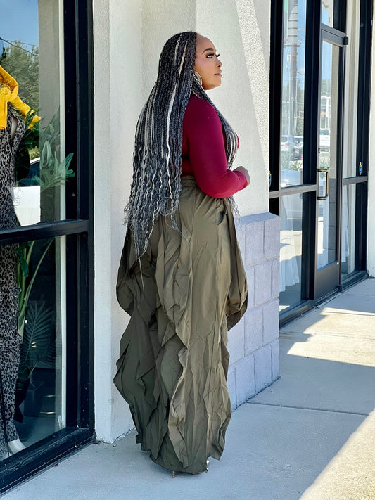 Lady Ruffles Pants Plus-Olive