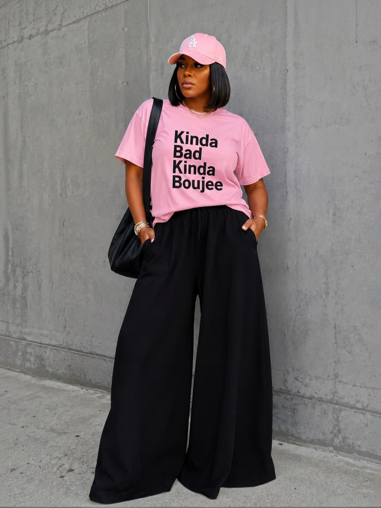 Kinda Bad Kinda Boujee Tee Shirt Alc-Pink