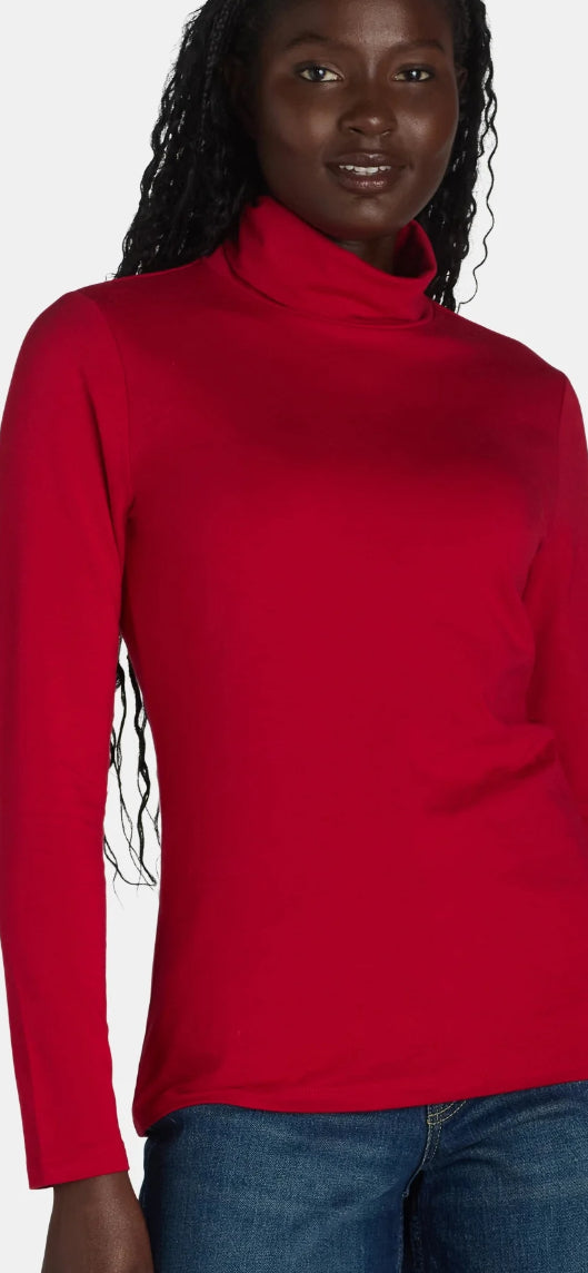 Red Soft Turtleneck Top