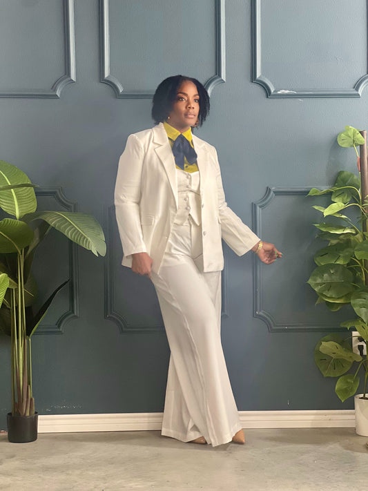 White Conference Call Suit Set