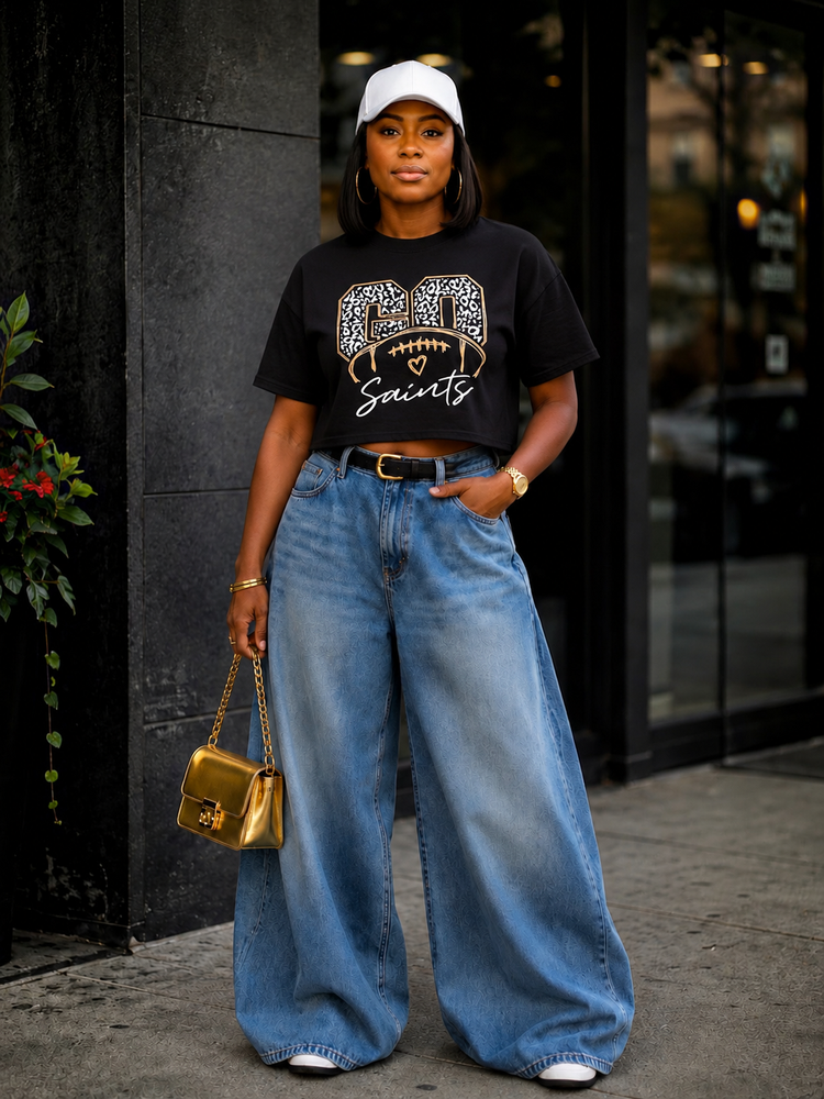Go Saints Crop Tee Shirt