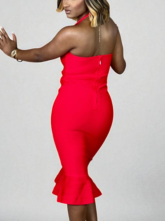 Red Easy Bandage Dress