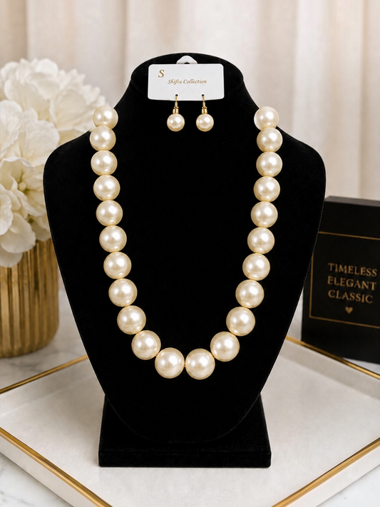Jumbo Pearl Necklace Combo (Off White)