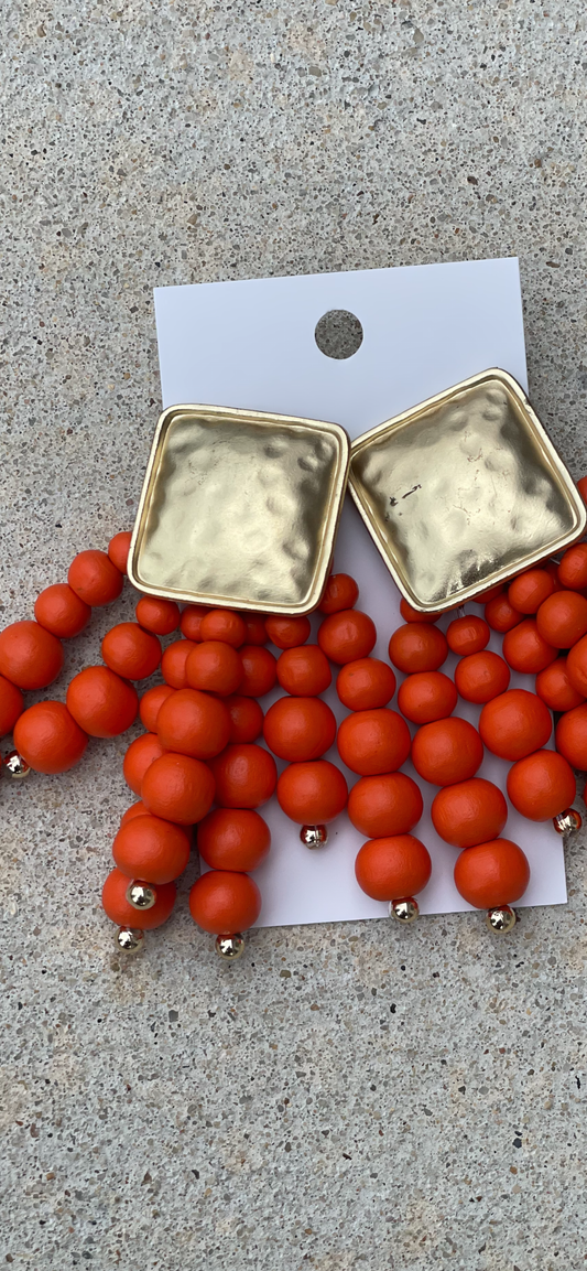 Orange Beaded Earrings Alc