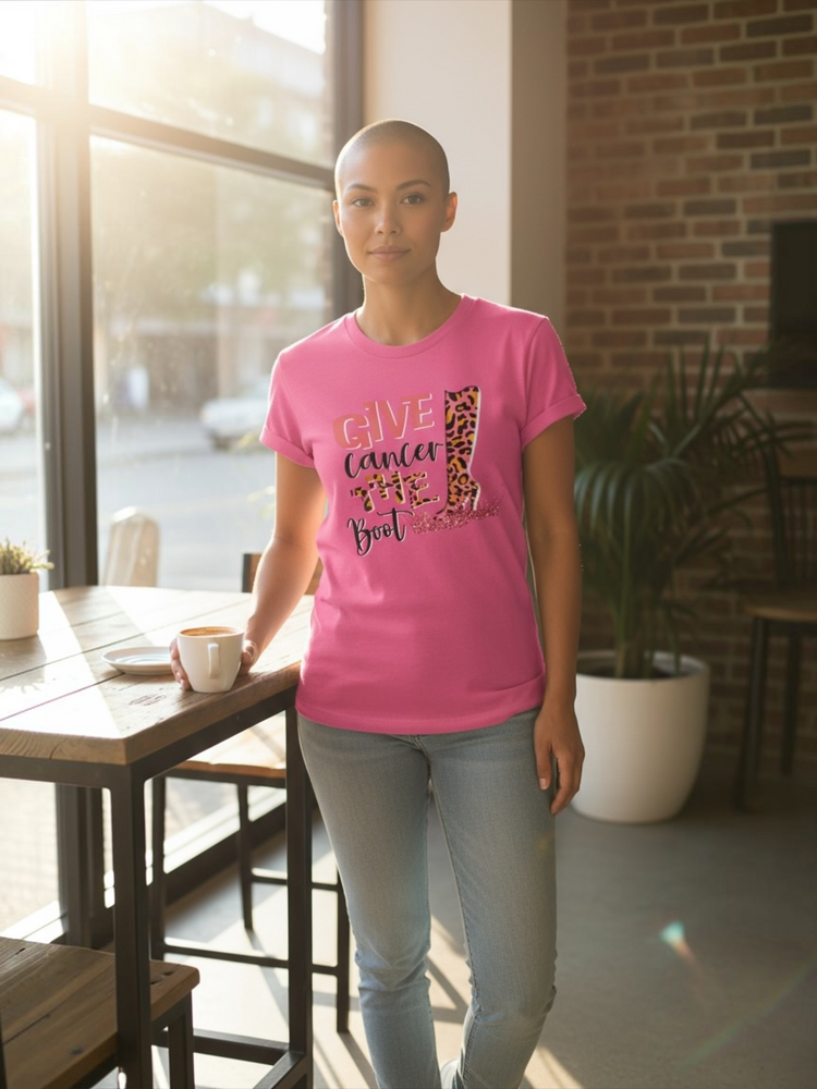 Give Cancer The Boot Tee Shirt Reg/Plus