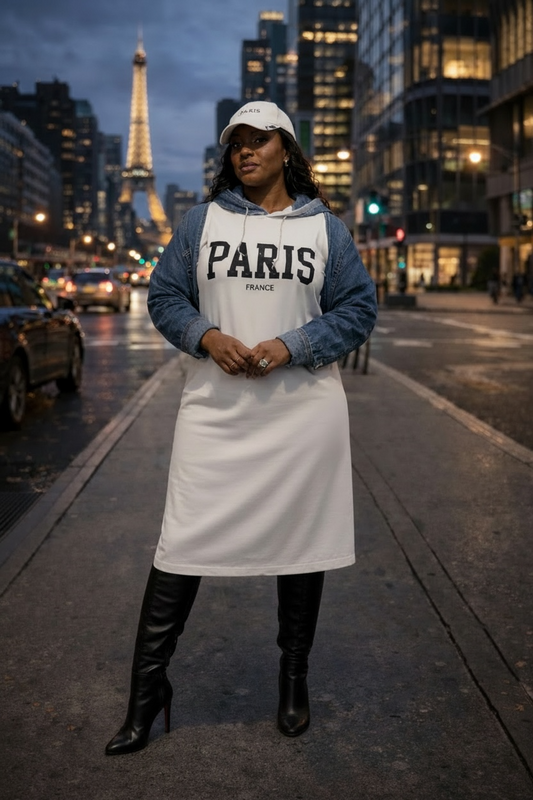 Casual Hoodie Dress-White