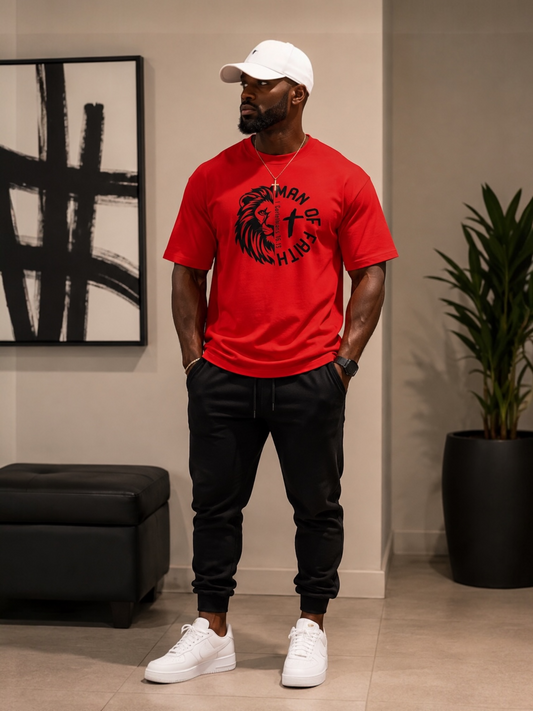 Man Of Faith Tee Shirt (Red)