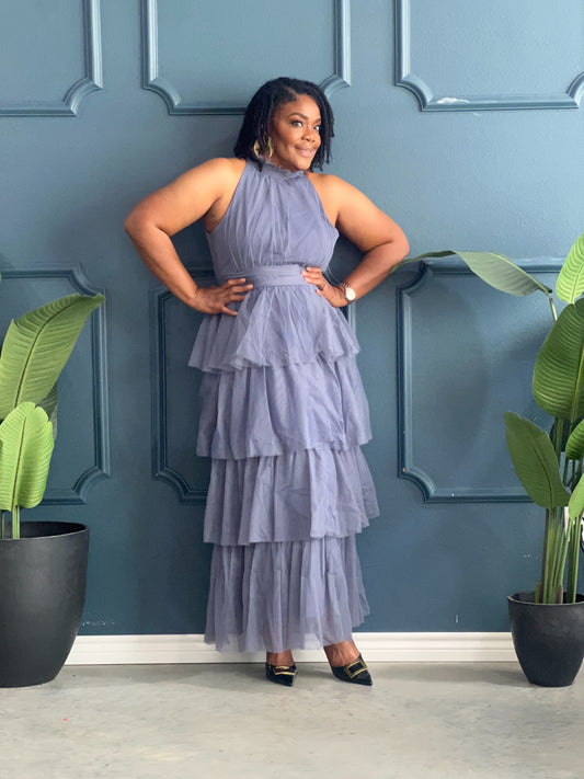 Tiered Maxi Dress (Slate Blue)
