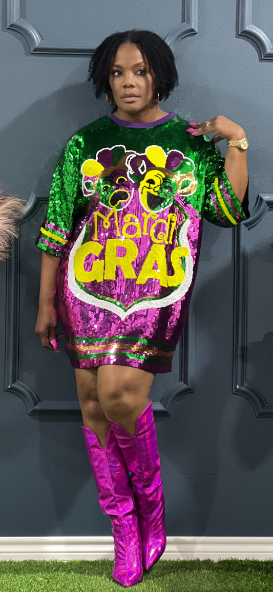 Mardi Gras Mask Shirt Dress