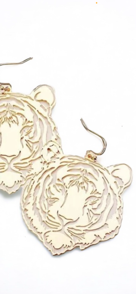 Gold Tiger Earrings