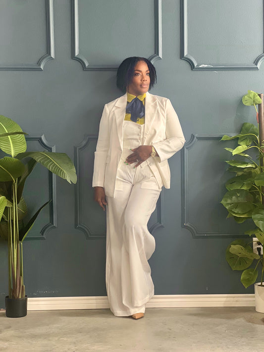 White Conference Call Suit Set