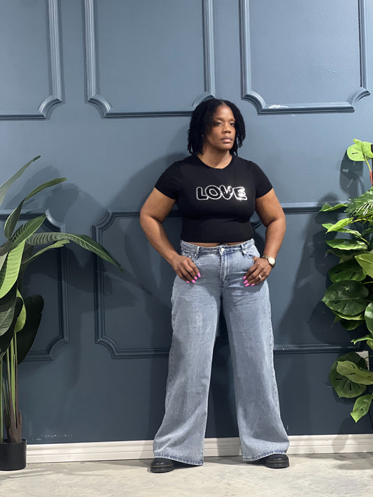 Love Patch Black Crop Top