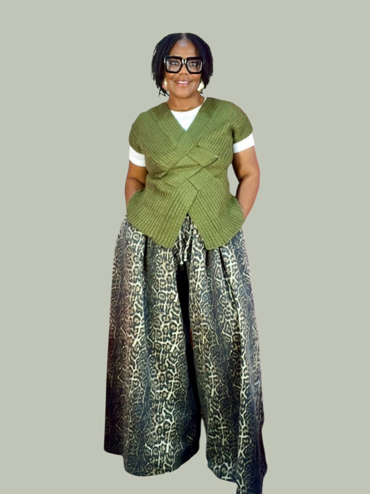 Animal Print Super Wide Leg Jeans