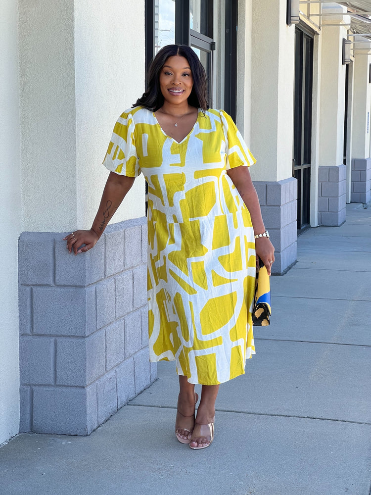 Chartreuse Spring Swing Dress Plus