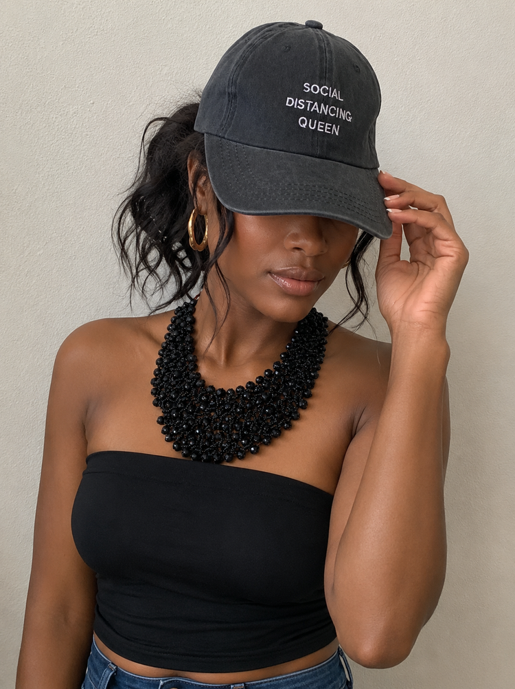 Social Distancing Queen Washed Out Cap (Order order only, allow 24hrs)
