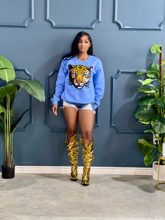 Face Off SU Jaguar Patch Sweatshirt Reg/Plus-Columbia Blue