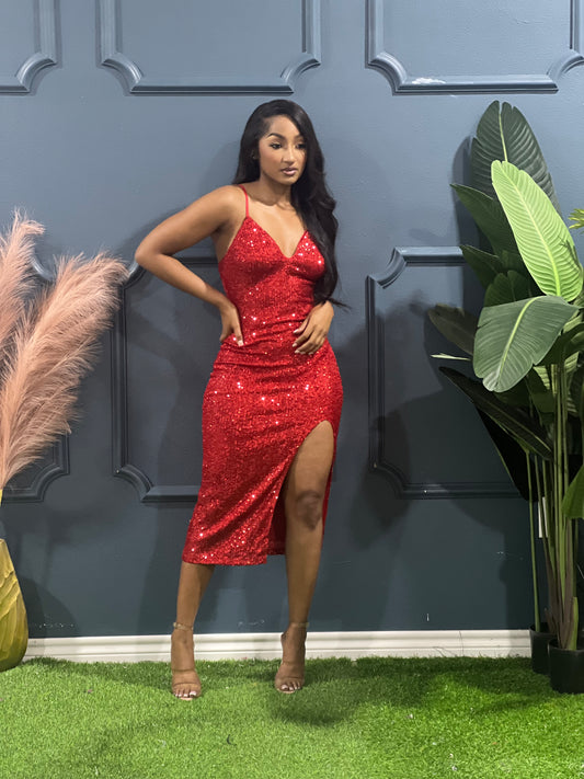 Simply Love Valentines Collection-Lola Sequin Dress (Red)