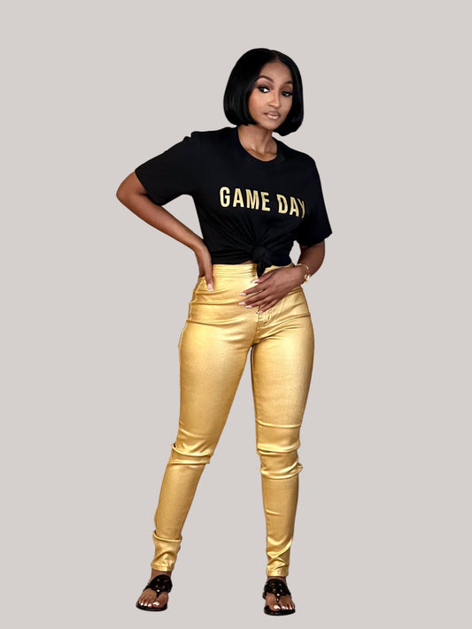 Metallic Gold Super Woman Pants