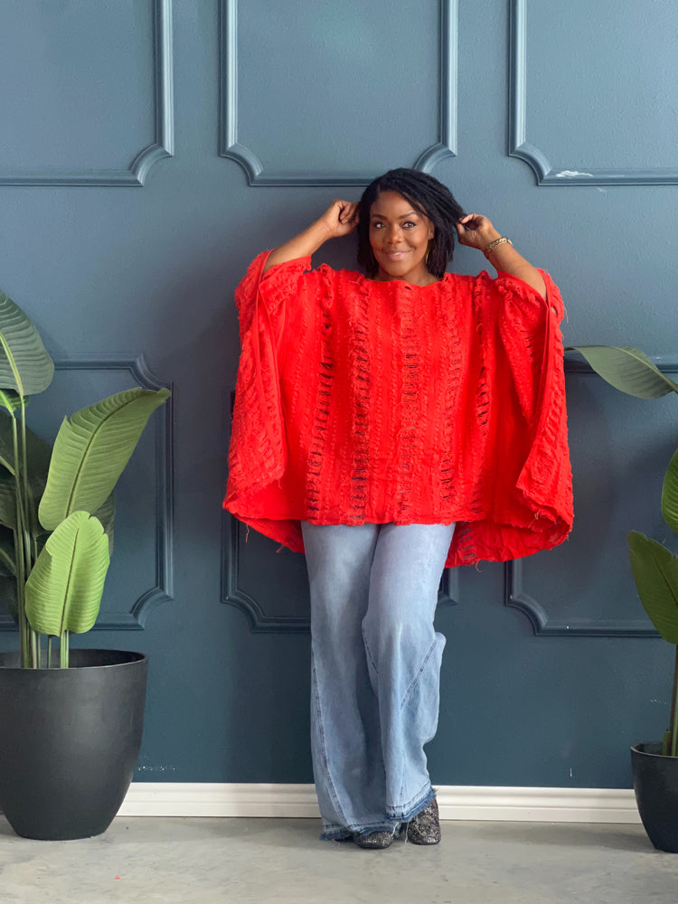 Shawl Top (Orange denim)