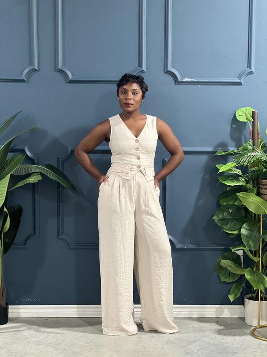 Seaux Linen Set-Tan