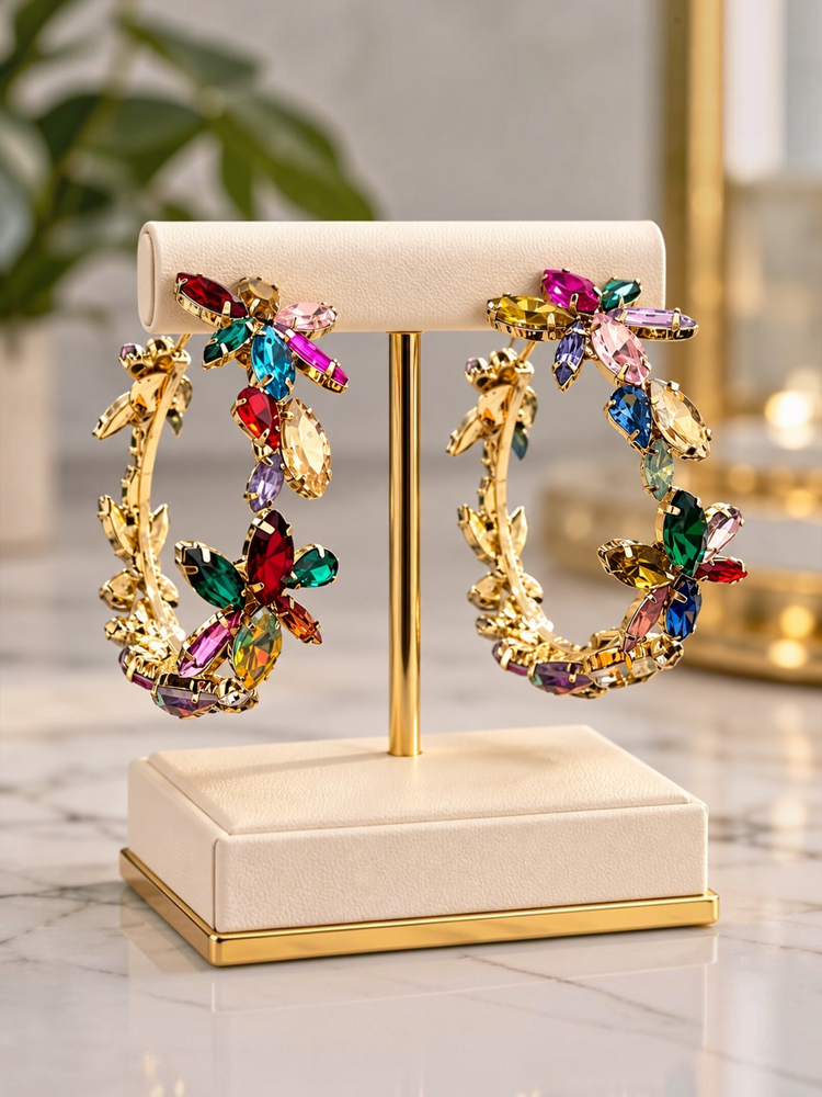 Glam Stone Hoop Earrings Alc