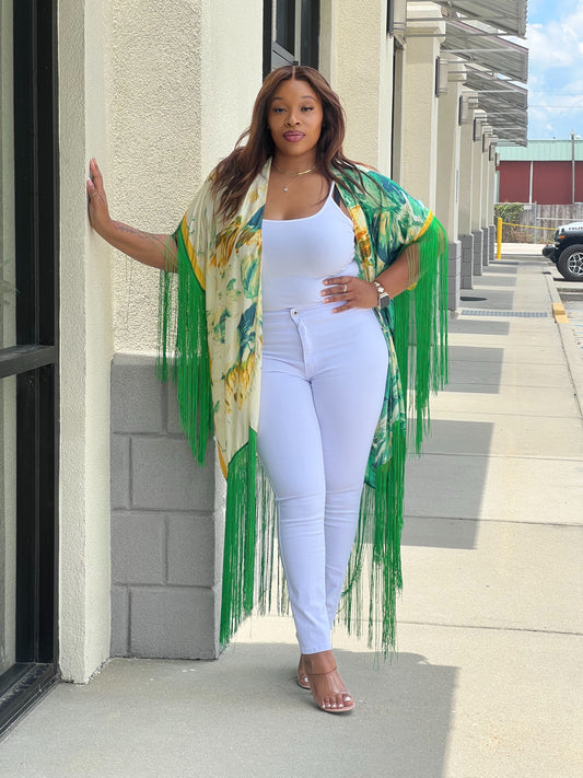 Green Floral Kimono