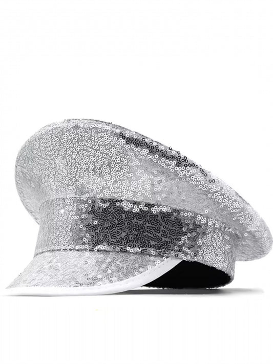 Silver Sequin Captain Hat