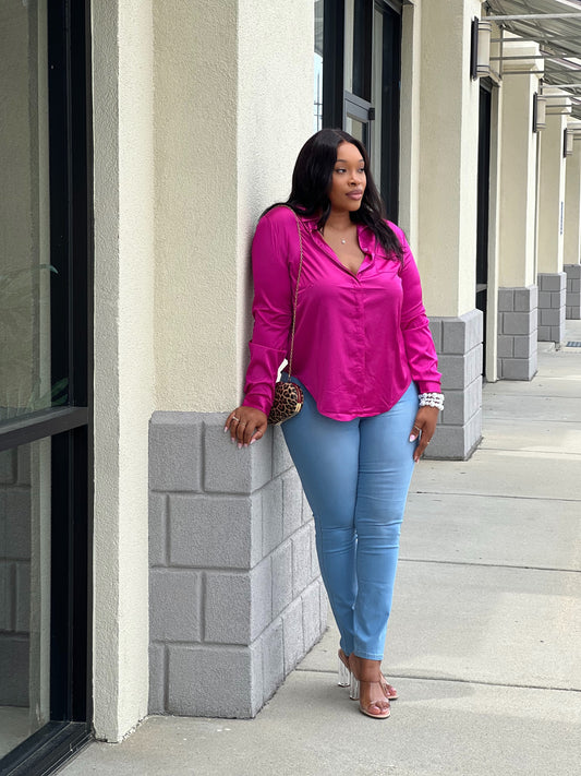 New Satin Blouse-Magenta