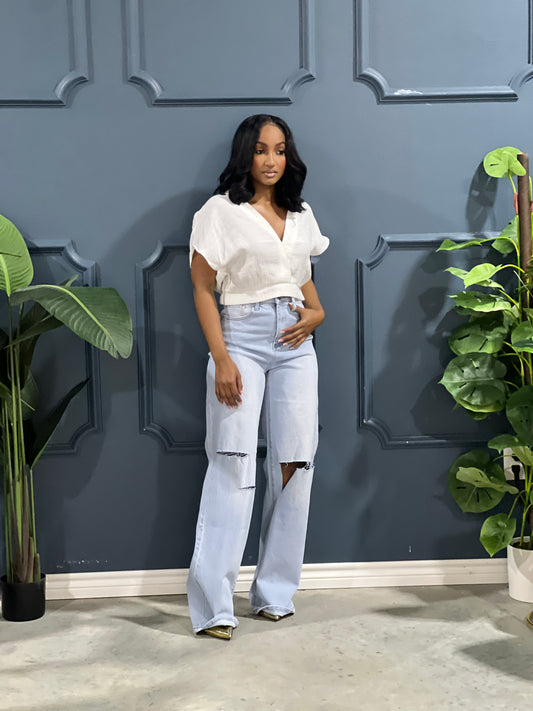 Nia Cape Sleeve Crop Top