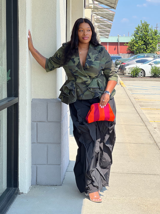 Clearly Camouflage Peplum Blazer Top Plus
