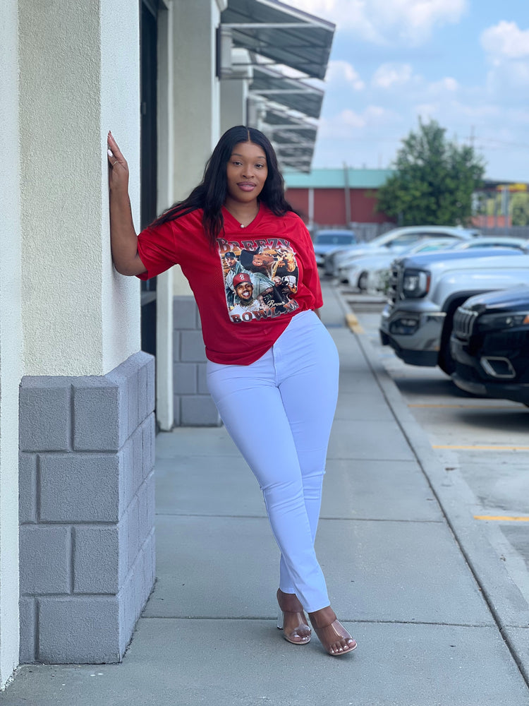 Breezy Bowl Jersey Top-Red