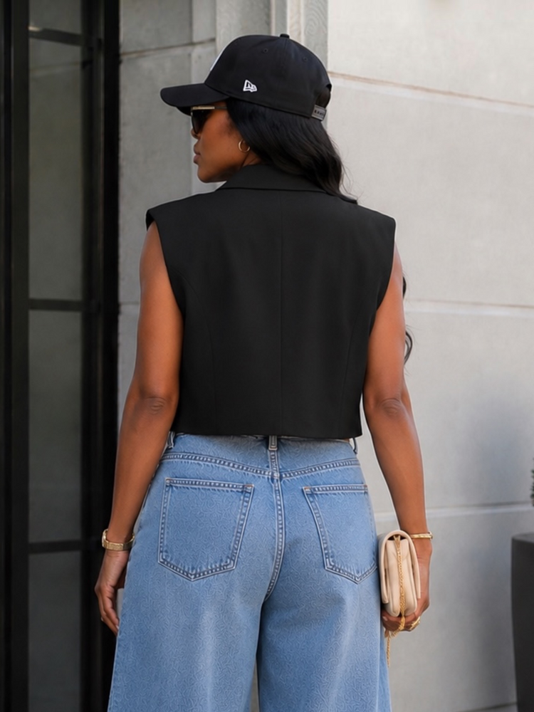 Padded Vest Top-Black