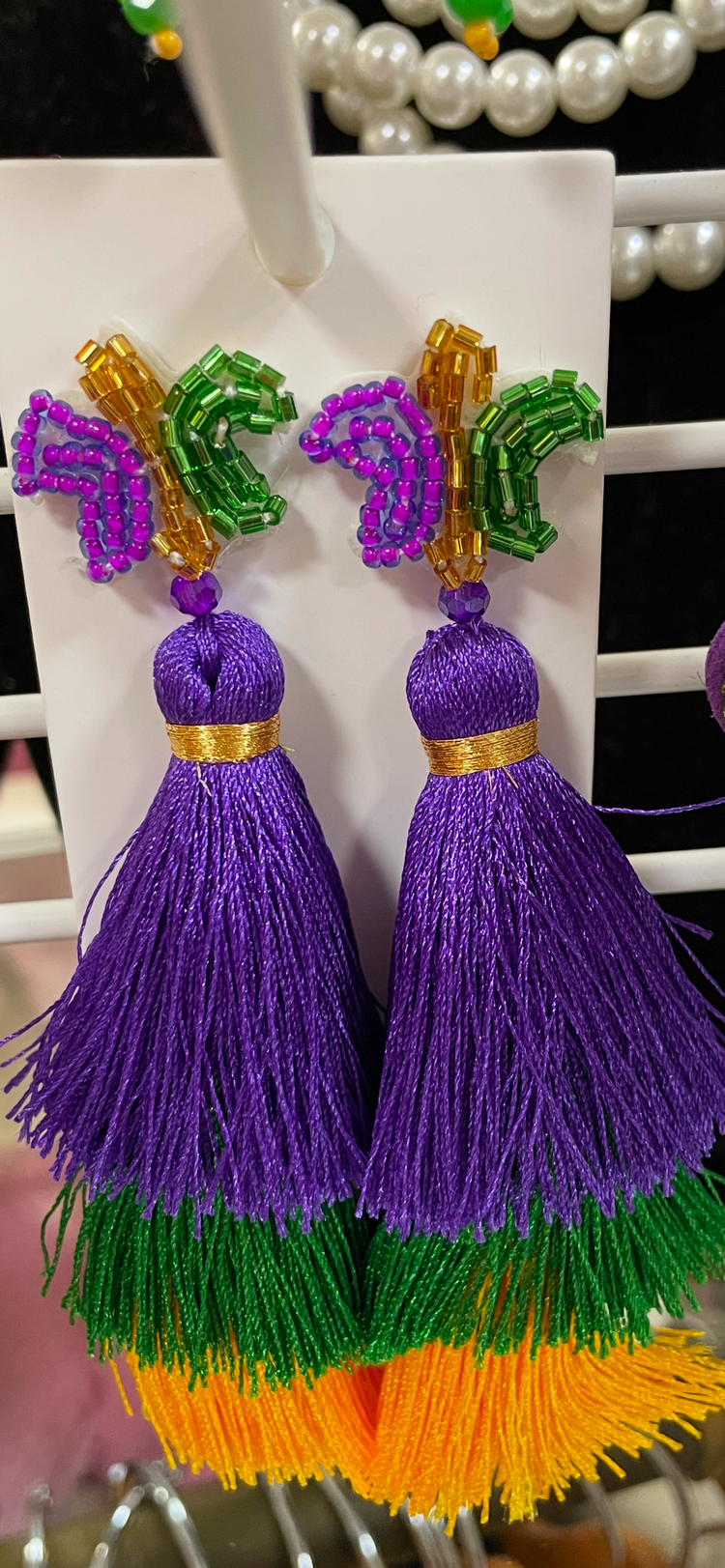 Mardi Gras Earrings-Tassel