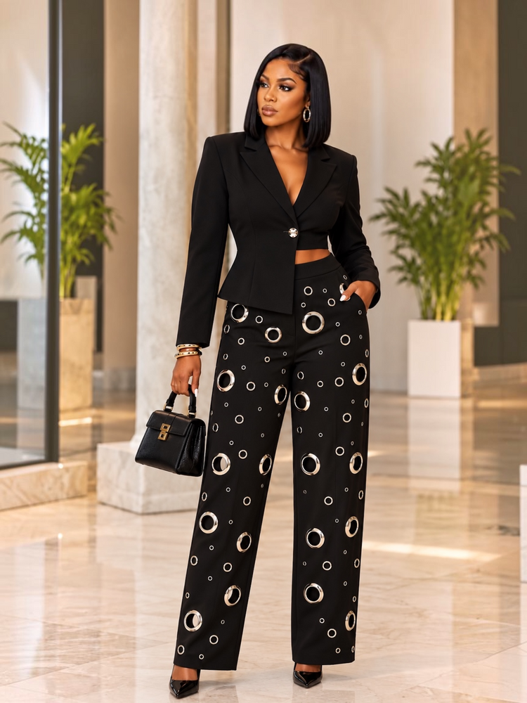 Grommet Tailored Set-Black