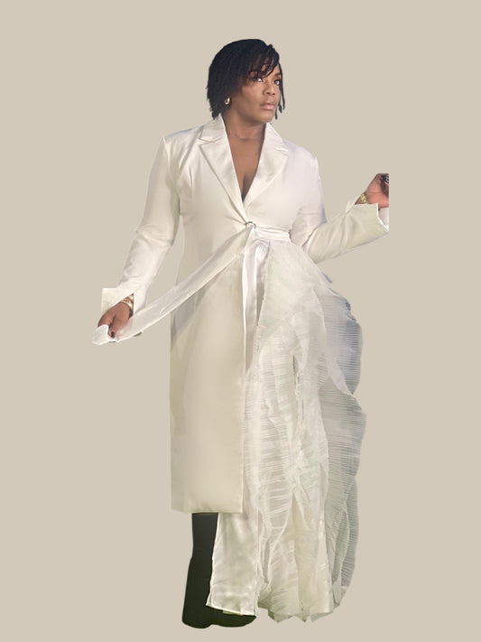 The Dramatic White Maxi Blazer (Comes in S-2X)